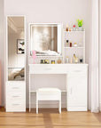 INTERGREAT Makeup Vanity Desk with Lights and Full-Length Mirror, White Vanity Table Set with 3 Lighting Modes, Dressing Table with Drawers, Large Vanity Desk for Women and Girls' Bedroom