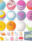 Bath Bombs for Kids with Surprise Toys Inside, 12 Pack Essential Oil SPA Bath Bombs, Bubbles Gentle and Safe Fragranced Bath Balls, Halloween Birthday Christmas Gift Set for Kids Boys Girls