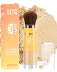 Mineral Powder Sunscreen Setting Makeup - SPF 35 Brush On Sunscreen for Face & Scalp & Hair, Natural Glow Loose Finishing Powder, Oil Control Lightweight Breathable (#05 Clear Glitter)