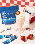 Nello Supercalm Powdered Drink Mix, Cortisol Reducer*, Sleep Aid Supplement, L Theanine, Ksm-66 Ashwagandha, Magnesium Glycinate, Vitamin D 3, No Sugar, Non GMO, 20 Ct, Strawberries & Cream