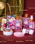 Spa Gift Basket for Women, ROSE & JASMINE Friendship Gifts Women, Tote Bag, Shower Gel, Hand & Body Cream, Hitrees Bath Gift Set for Her, Mom, Mothers Day