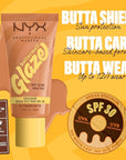 NYX PROFESSIONAL MAKEUP Buttermelt Glaze Soft Glow Skin Tint + SPF 30, Up To 12HR Wear, 03 Cashew Butta