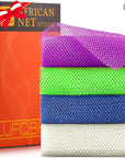 UJFQBH 4 Pieces African exfoliating net African Net Long Net Bath Sponge Exfoliating Shower Body Scrubber Back Scrubber Skin Smoother,Great for Daily Use (Purple, Blue, Green, White)