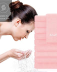 Cosy Family 10 Pack Makeup Remover Wash Cloths - Soft Microfiber Fingertip Facial Cleansing Cloths for Hand and Make Up, 12 x 12 in, Pink