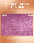 MAKI YIKA Pink Lipstick for Women Metallic Lipsticks Glitter Long Lasting Lipstick No Smudge No Transfer Liquid Lip Gloss (BR012 Paradise)