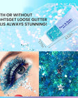 DAGEDA Body Glitter Gel, Face Glitters Body Gel Sequins Shimmer Liquid Eyeshadow, Chunky Glitter for Face Hair Nails, Holographic Cosmetic Laser Powder Festival Glitter Makeup 1.7oz (Lake Blue)