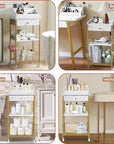 Makeup Organizer Cart with Drawer, 2-in-1 Rolling Organizer Cart with Hair Tool Holder, Vanity Storage for Skincare, Perfume, Nail Polish, Cosmetics, Gold Finish