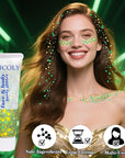MEICOLY Gold and Green Face Glitter,Green Face Glitter,Gold Hair Accessories,Sparkle Halloween Body Glitter Makeup for Mardi Gras Carnival Festival Party,St Patricks Day Accessories