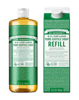Dr. Bronner's - Pure-Castile Liquid Soap Bottle & Refill Carton Made with 82% Less Plastic (Almond, 32 oz) - Face, Body, Hair, Laundry, Dishes & More, Super-Concentrated, Organic, Vegan, Non-GMO