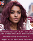 Smart Beauty Plum Hair Dye Permanent with Plex Anti-breakage Technology, Cream Form, Vegan, PPD Free, For Light to Mid-dark Brown Hair