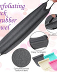 Moukeren Exfoliating Back Scrubber with Handles 4 Pack Nylon Back Exfoliator Extended Length Washers Scrubbers Stretchable Pull Strap Exfoliating Washcloth(Dark Blue, Gray, Beige, Pink)