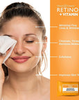 Retinol + Vitamin C Individually Wrapped Makeup Remover Wipes, travel essentials for Travel & On the Go, women facial cleansing towelettes, removes makeup mascara & sunscreen - 30 single face wipes