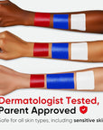 Blue Squid PRO Red White Blue Face Paint Stick - Waterproof Body Paint For Adults & Kids Eye Black Baseball, Eyeblack Softball - Hypoallergenic Twist-Up Non-Toxic Makeup Stick - Cosplay, Sports & SFX