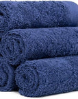100% Cotton Washcloths Set 13” x 13” | Navy Blue Towels | Set of 6 Ultra Soft and Highly Absorbent Washcloths Sets for Bathroom, Gym, Spa | Machine Washable Face Towel