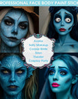BAD COLOR Light Blue Face Body Paint, Pale Blue Eye Black Stick for Football/Baseball/Softball, Hypoallergenic Grease Sticks for Corpse Bride Halloween SFX Avatar Sally Makeup
