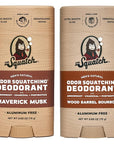 Dr. Squatch Natural Deodorant for Men - Odor-Squatching Aluminum Free - Maverick Musk & Wood Barrel Bourbon (2.65 oz, 2-Pack)