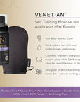 Norvell Sunless Self Tanning Bundle - Venetian Self Tanner Mousse with Bronzer, 8 Fl Oz + Streak-Free Tan Applicator Mitt - Premium Natural Looking Self Tanning Foam and Washable Self Tan Mitt