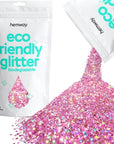 Hemway Eco Friendly Biodegradable Glitter 100g / 3.5oz Bio Cosmetic Safe Sparkle Vegan for Face, Eyeshadow, Body, Hair, Nail and Festival Makeup - Extra Chunky (1/24" 0.040" 1mm) - Pink Holographic