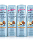 Jergens Wet Skin Body Moisturizer with Restoring Argan Oil, 4X Healthier Looking Skin, Fast-Absorbing, Non-Greasy, Dermatologist Tested, 10 Oz, Pack of 4