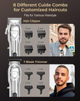 Electric Hair Clippers for Men, Cordless Clipper and Trimmer Set, Clippers for Hair Cutting Kit with Long Battery Life, Hair Grooming Trimmer for Family Kids and Self-Haircut Use