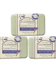 A LA MAISON Lavender Flower Bar Soap - Triple French Milled Natural Moisturizing Hand Soap Bar (3 Bars of Soap, 8.8 oz)