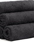 100% Cotton Washcloths Set 13” x 13” | Black Towels | Set of 6 Ultra Soft and Highly Absorbent Washcloths Sets for Bathroom, Gym, Hotel, Spa | Machine Washable Face Towel