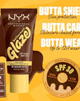 NYX PROFESSIONAL MAKEUP Buttermelt Glaze Soft Glow Skin Tint + SPF 30, Up To 12HR Wear, 09 Hazelnut Butta