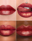 MAKI YIKA 3Pc Metallic Lipstick for Women, Red Pink Brown Glitter, Long Lasting, Full-Coverage Liquid Lip Gloss