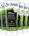 St. Ives Blackhead Clearing Face Scrub, Clears Blackheads & Unclogs Pores, Green Tea & Bamboo, Salicylic Acid Acne Treatment Facial Scrub, Moderate Exfoliator with Natural Exfoliants 6 oz, 6 Pack