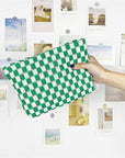 Pazimiik knitted checkered makeup bag