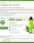 Seven Minerals, Travel Size Organic Aloe Vera Gel from freshly cut 100% Pure Aloe - 2 Fl Oz - HighestQuality, Texas grown, Vegan, Unscented - For Face, Skin, Hair, Sunburn relief (2 Fl Oz)