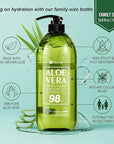 Aloe Vera Gel - for Sunburn Relief - Big 33.8oz / 1000ml - 98% Pure Aloe Vera - For Face, Skin and Hair - After Sun Care lotion - Sun Burn Moisturizer Cream (33.8 Fl oz)