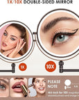 9" Wall Mounted Lighted Makeup Mirror,4000mAh Rechargeable Double Sided 1X/10X Magnifying Mirror with Light,3 Color Lights,Touch Dimmable,Extended Arm 360 Rotation Wall Mounted Makeup Mirror (Bronze)