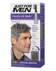 Just For Men Touch of Gray, Mens Hair Color Kit with Comb Applicator for Easy Application, Great for a Salt and Pepper Look - Medium Brown, T-35, Pack of 1