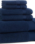 Arkwright Bath Towels Set of 6 - Super Soft 100% Cotton, 600 GSM Quick Dry & Absorbent, Luxury Bathroom Essentials with 2 Shower Towels, 2 Hand Towels and 2 Washcloths, Lapis Navy