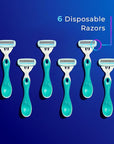 Schick Hydro Silk Sensitive Skin Disposable Razors for Womens, 6 Count (Pack of 2)