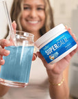 Nello Supercalm Powdered Drink Mix Tub, Cortisol Reducer* and Sleep Aid Supplement, L Theanine, Ksm-66 Ashwagandha, Magnesium Glycinate, Vitamin D 3, No Sugar, Non GMO, On The Go, 30 Ct, Blue Coconut
