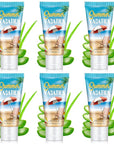 6 Pcs Mini Aloe Vera Gel Travel Size Bulk for Summer Vacation Party 1oz After Sun Aloe Vera Gel Sunburn Relief Hydrating Face Body Moisturizer Cream for Gifts Summer Party Supplies