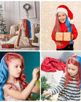 MSDADA New Hair Chalk Comb Temporary Hair Color Dye for Girls Kids, Washable Hair Chalk for Girls Age 4 5 6 7 8 9 10 Birthday Cosplay DIY, Halloween, Independence Day(Red & Blue)
