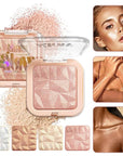 4 Colors Diamond Shimmering Powder, High Glossy Face Highlighter Eyeshadow