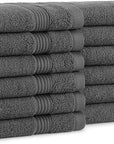Arkwright Bath Washcloths 12 Pack - Super Soft 100% Cotton, 600 GSM Quick Dry & Absorbent, Luxury Face & Body Wash Cloth Towels for Hotels, Spa, and Vacation Rentals, Pewter Grey