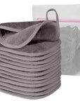 Makeup Remover Cloth, 6" x 6" Make Up Towels Reusable Face Cloth for Washing Face, Makeup Remover Pads Microfiber Face Washcloth with Mesh Bag, Just Water, 12 Pack, Cool Grey