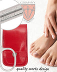 3 Swords Germany - brand quality 6 piece manicure pedicure grooming kit set for professional nail care with red synthetic leather case - Made in Germany
