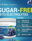 Dr. Berg Zero Sugar Hydration Keto Electrolyte Powder - Enhanced w/ 1000 mg of Potassium & Real Pink Himalayan Salt (NOT Table Salt) - Grape Flavor Hydration Drink Mix Supplement - 50 Servings