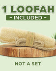 Vietnamese Natural Loofah Back Scrubber - 100% Plant-Based Exfoliation Shower Sponge, Handcrafted Whole Loofah Gourd with Jute Fiber Handle, Suitable for Men & Women (1-Pack)