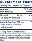 Life Extension Acetyl-L-Carnitine, Acetyl-L-Carnitine, vitamin C, Brain, mood & nerve health, cellular energy, 3-month supply, Gluten-Free, Non-GMO, Vegetarian, 100 Capsules