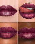 MAKI YIKA Dark Purple Lipstick for Women Metallic Lipsticks Glitter Long Lasting Lipstick No Smudge No Transfer Liquid Lip Gloss (BR16 Last Kiss)