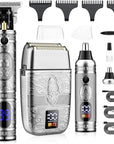 Professional Hair Trimmer Hair Clippers for Men, Nose Hair Trimmer Shaver Set,Cordless T-Blade Beard Trimmer Barber Clippers,Electric Razor Foil Shavers for Men Haircut Grooming Kit(Silver)