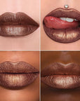 MAKI YIKA Brown Lipstick for Women Metallic Lipsticks Glitter Long Lasting Lipstick No Smudge No Transfer Liquid Lip Gloss (BR04 After Heat)