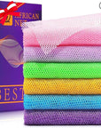 UJFQBH 6 Pieces African Bath Sponge African Net Long Net Bath Sponge Exfoliating Shower Body Scrubber Back Scrubber Skin Smoother,Great for Daily Use (Purple, Purple, Pink, Orange, Blue, Green)